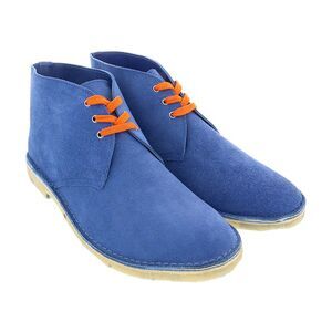 DANIELA FARGION Blue Suede Orange Laced Leather Derby Shoes-
